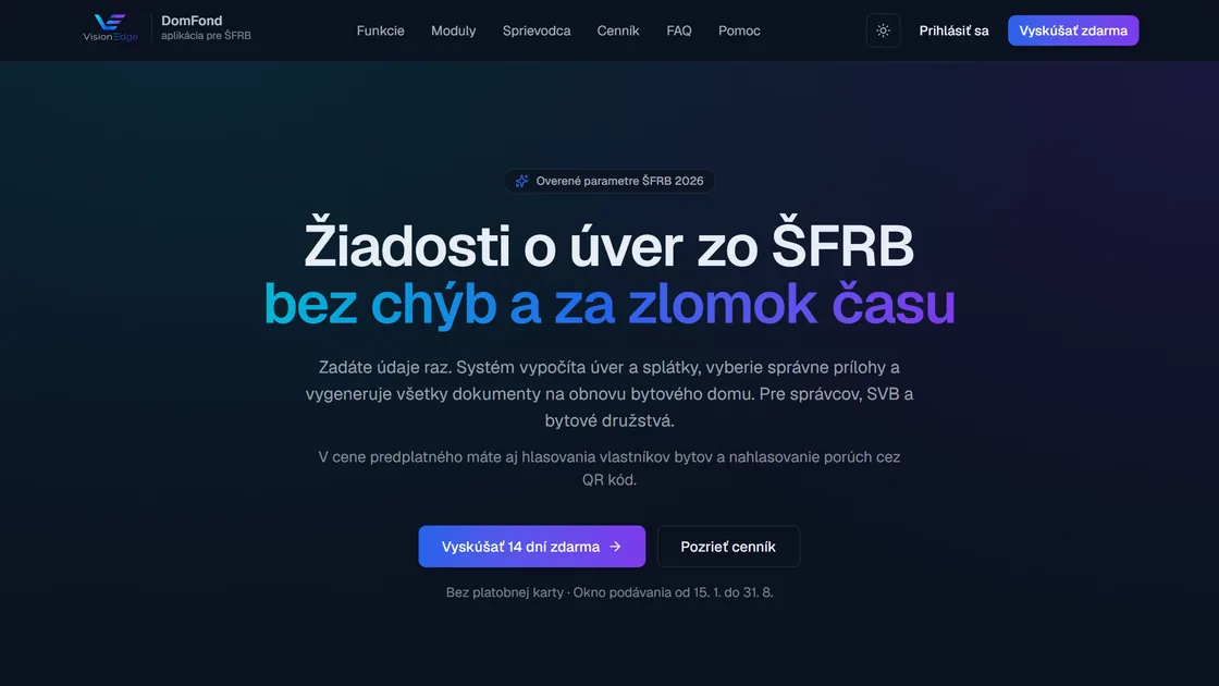 DomFond landing page