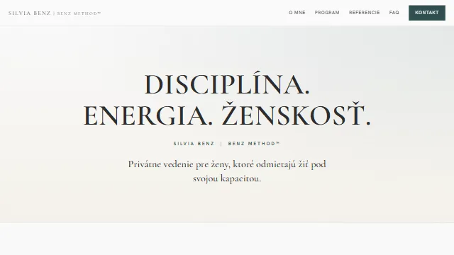 BENZ METHOD landing page by Silvia Benz